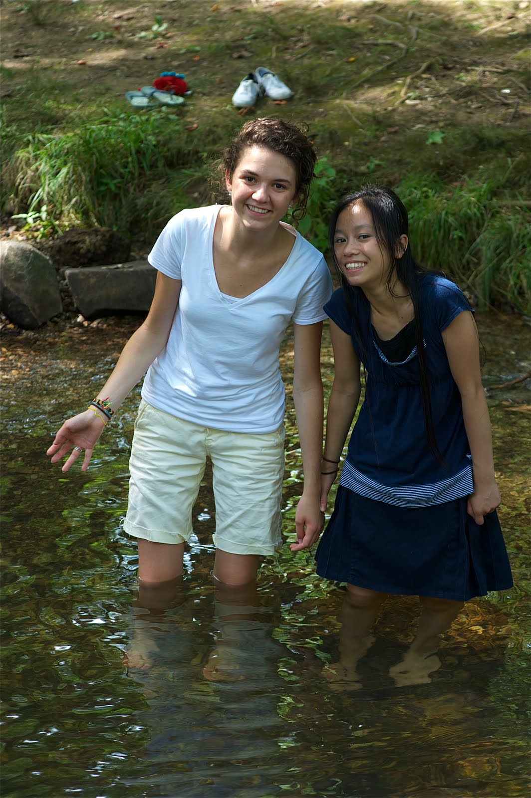 Yumiko and Laura Go Wading